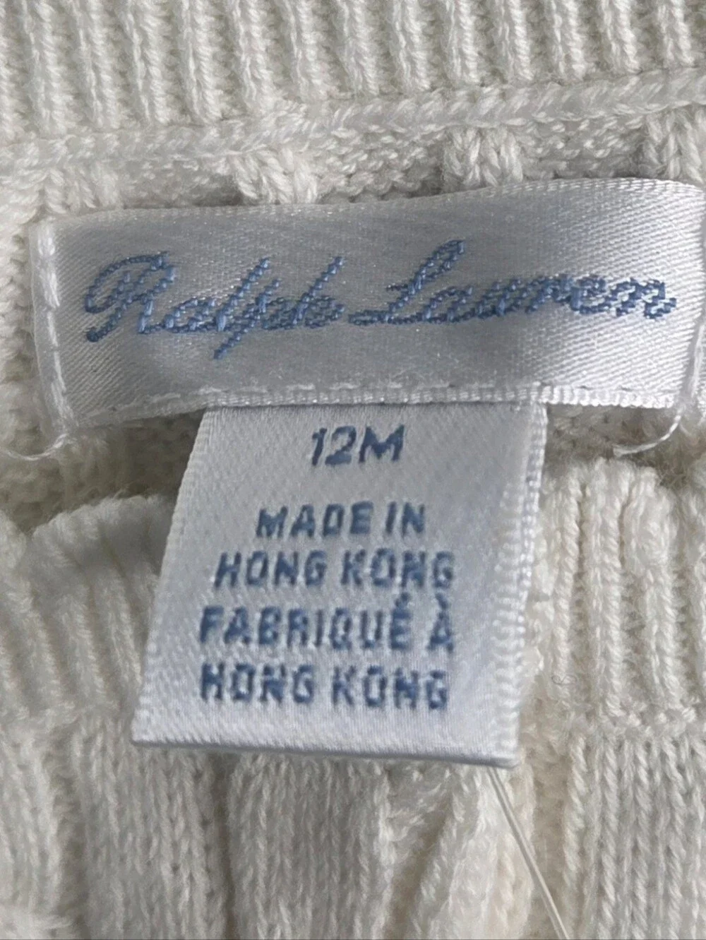 Ralph Lauren Deadstock Knit Cardigan Ruffled Sweater White Cream Size 12 Months